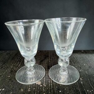Vintage Seneca Ingrid Clear Elegant 4inch Goblets Footed Cups Glasses Set 2